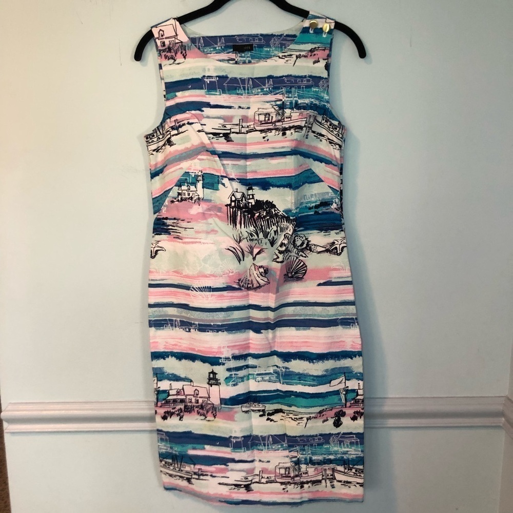 Talbots Colorful Nautical Beach Ocean Print Sleeveless Mini Dress Size 4
